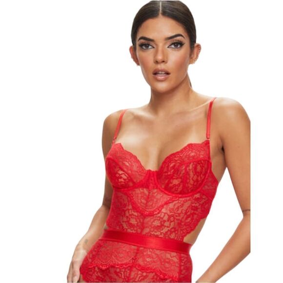 Ann Summers Red Lace Bodysuit Medium NWOT - Picture 2 of 7